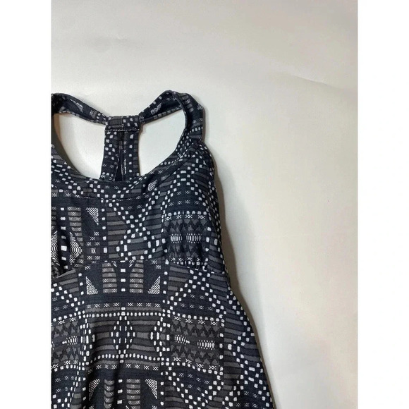 Prana Cali Dress Black Bridge Small Built in Shelf Bra Geometric Athletic - Picture 2 of 8